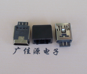 番禺MINI USB 5Pin接口 带护套焊线母座 B型180度铜壳