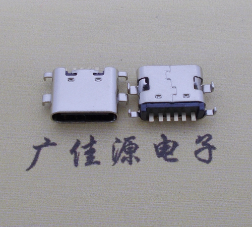 番禺简易充电type c6P母座沉板1.6mm接口
