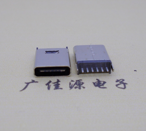 番禺直立式插板Type-C6p母座连接器高H=10.0mm