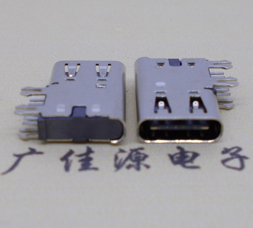 番禺侧插USB3.1接头座子.90度type-c母座.6p侧插连接器